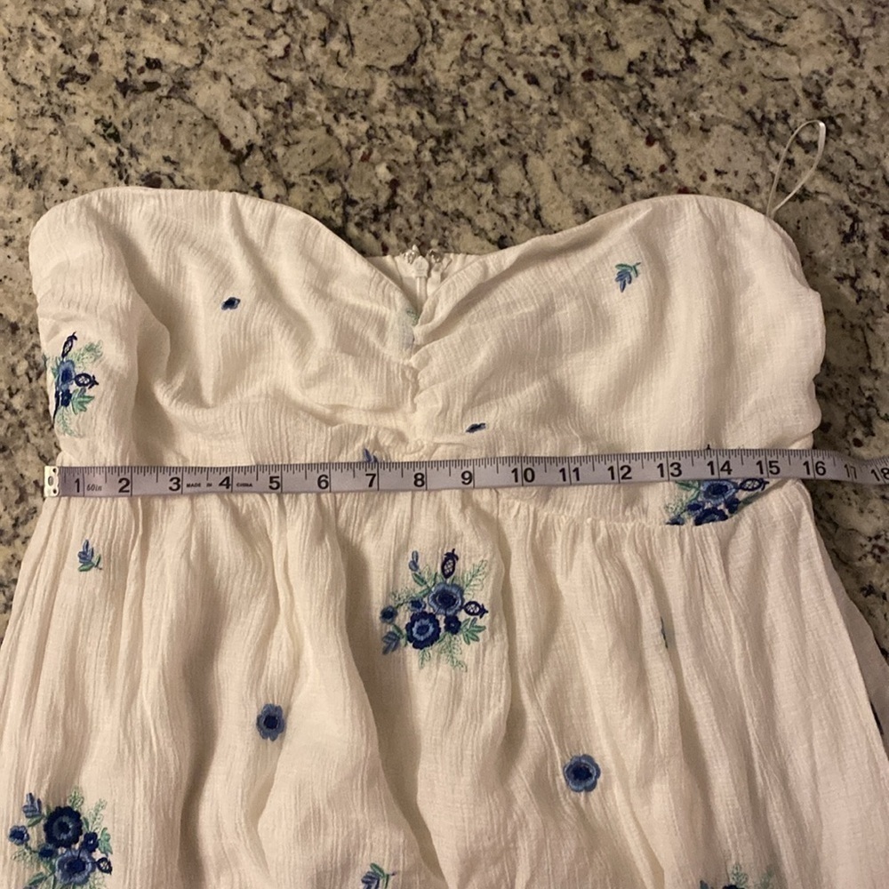 NWT SugarLips white blue floral embroidery strapless maxi dress XL - Picture 10 of 11